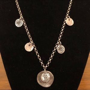Vintage Silpada Floral Sterling Silver Coin Necklace N1668